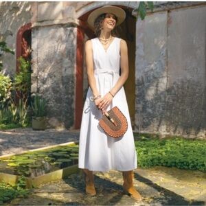 Sundance Poppy Denim Midi Dress Women’s 16 Belted A-Line Pockets